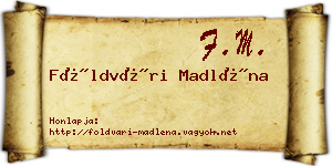 Földvári Madléna névjegykártya